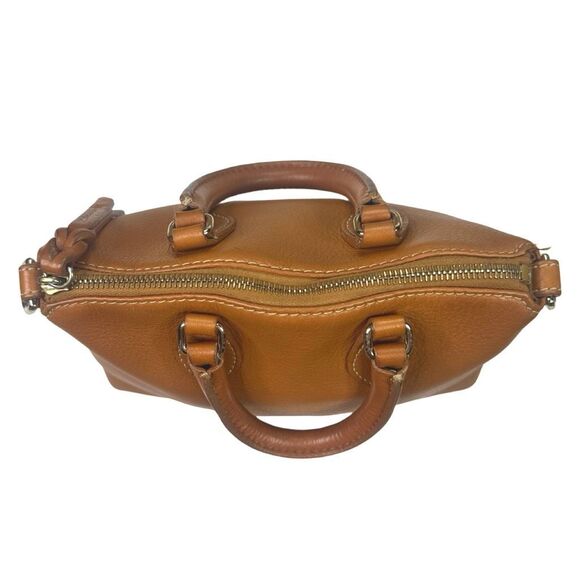 Vintage Dooney & Bourke Brown Pebbled Leather Satchel Crossbody - 9.5”x8”x3.5” - Picture 3 of 16